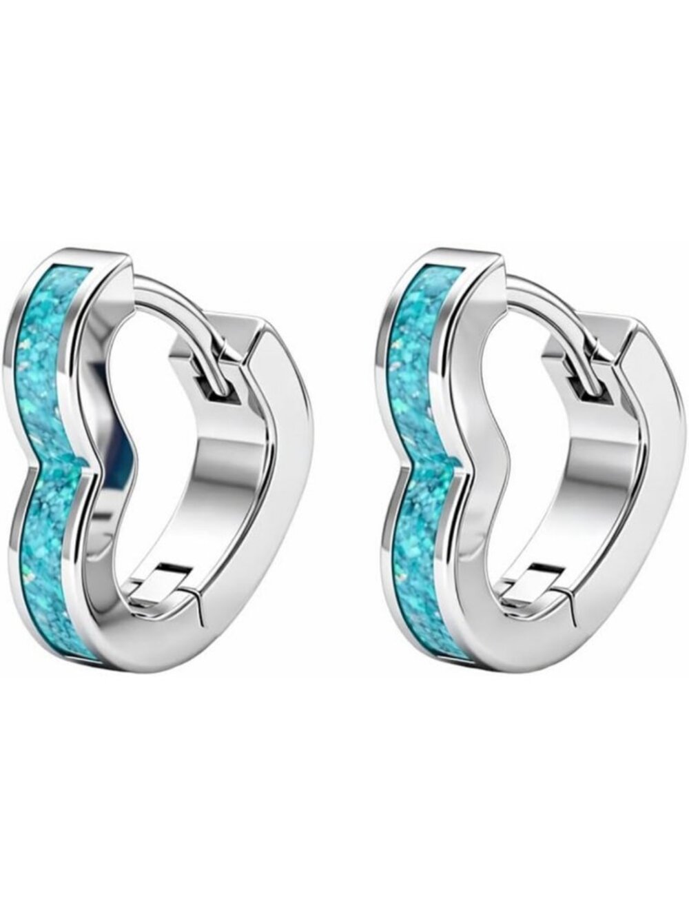 Sterling Silver Opal & Turquoise Huggie Hoop Earrings - Cute Animal Design Gifts